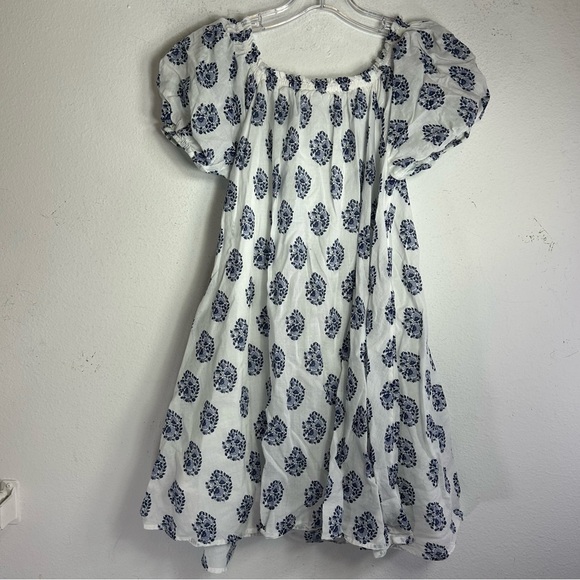 Crew Cuts J.Crew girls Dress Girls 10 indigo blue white puff sleeves batik print - Picture 8 of 13